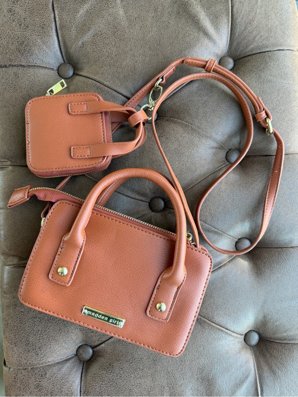 Madden Girl Women's Brown Mini Satchel Crossbody Bag